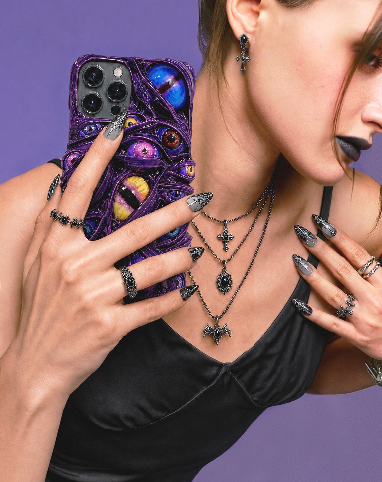 The Violet Watcher – 3D Eyeball iPhone Case